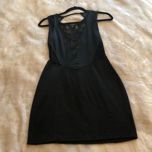 Black lace detail mini dress